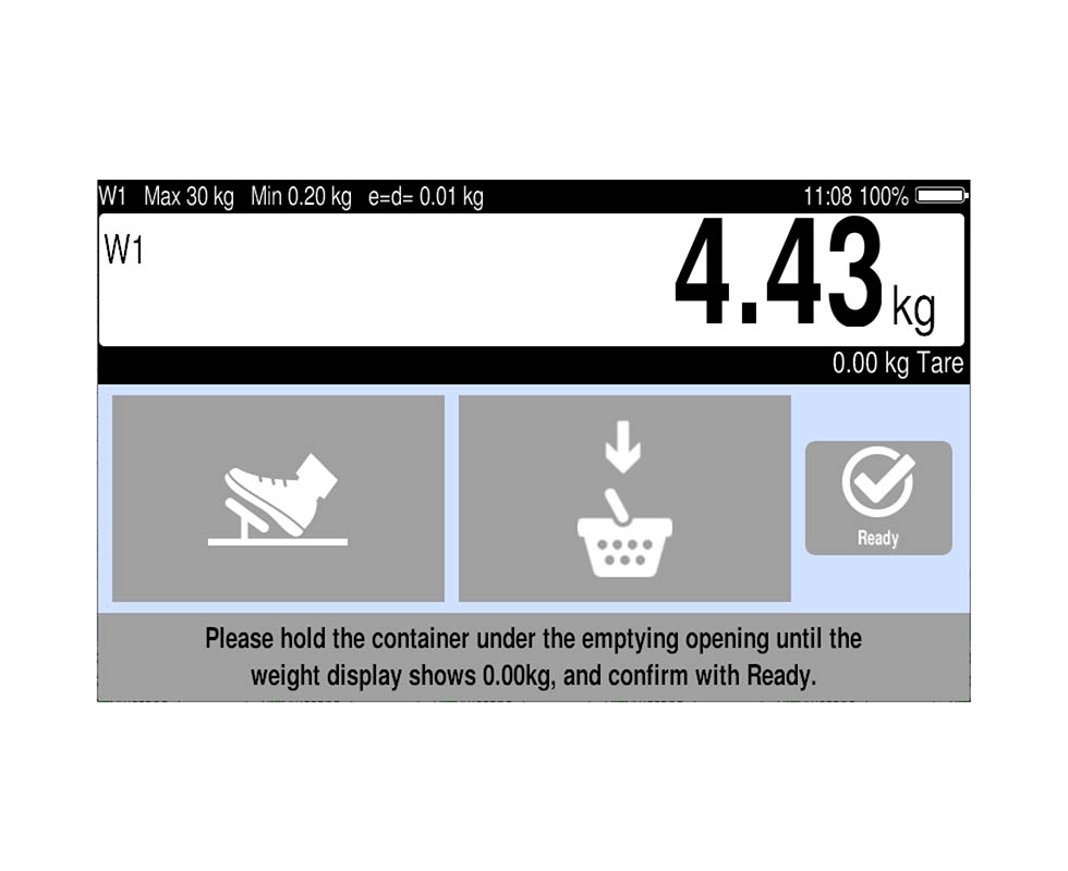 Dispensing of potatoes / emptying process