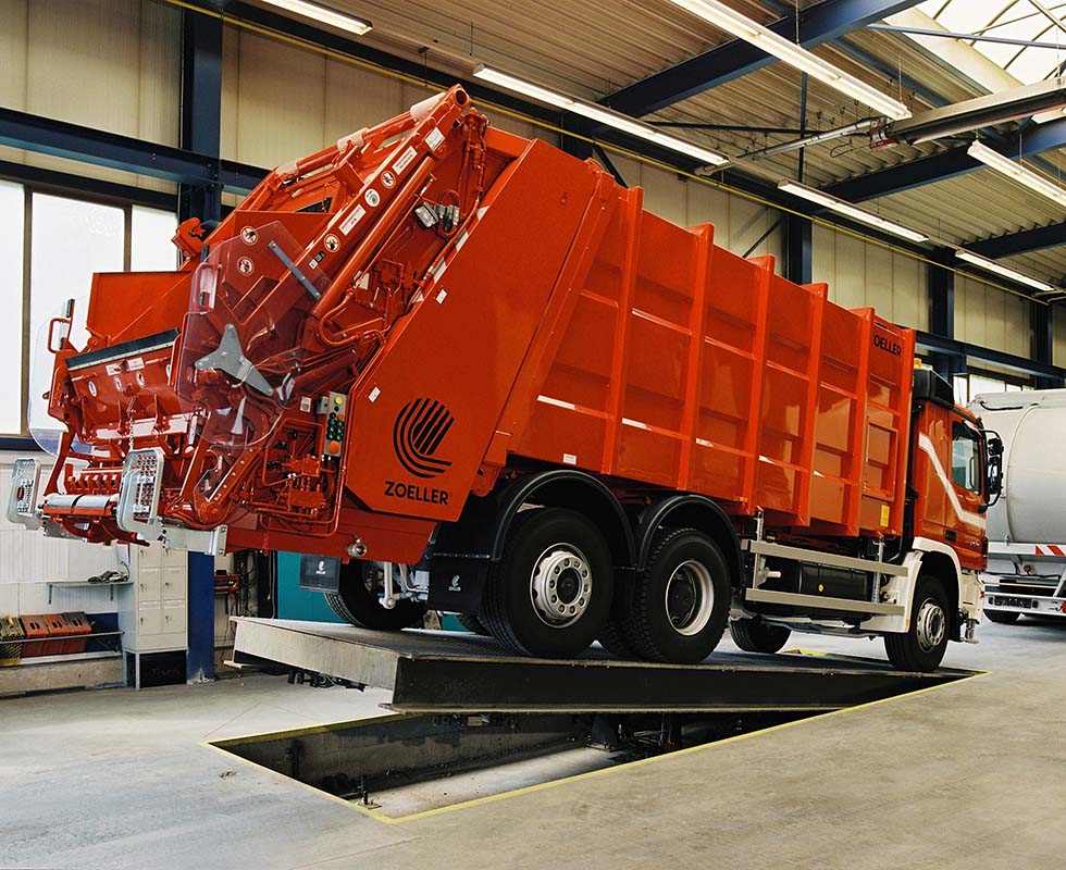 Teststation für LKW mit fahrzeugmontierter Waage