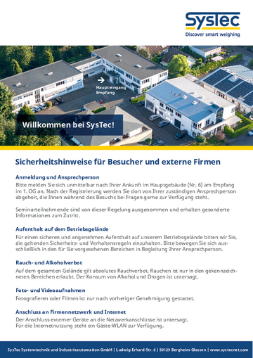 Besucher Sicherheitshinweise