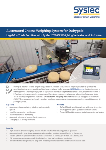 Case study catchweigher dynamic weighing system
