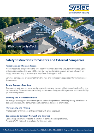 SysTec visitor safety information